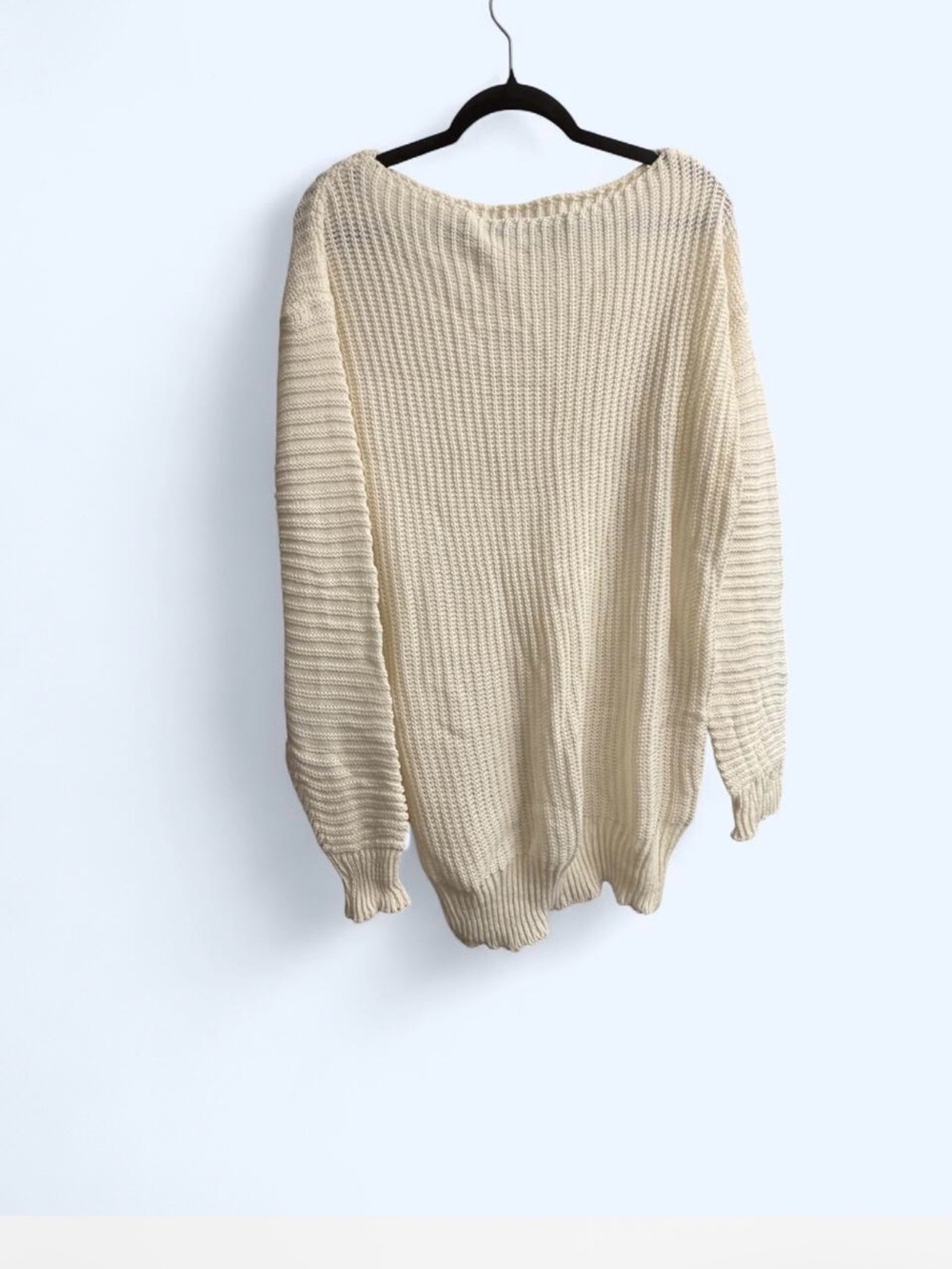 Cream Oversized Rib-Knit Women's Sweater Dress -No Tag